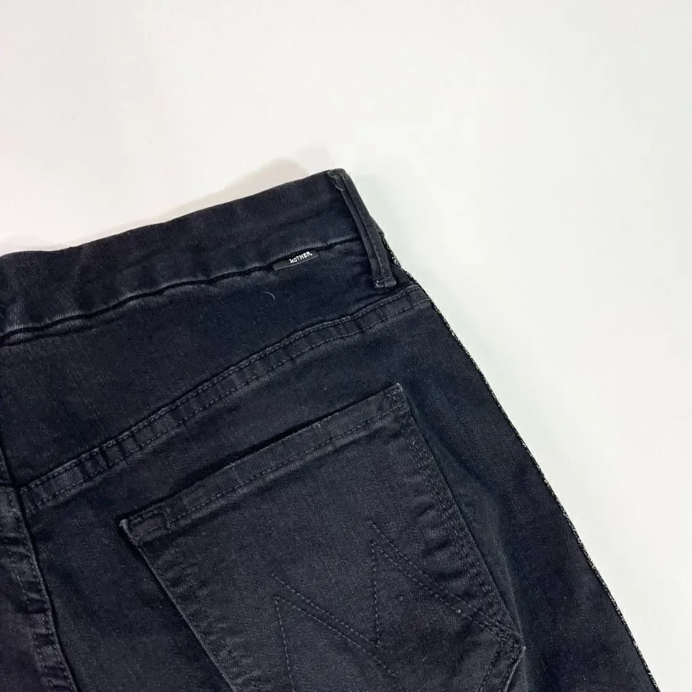 Mother Looker Ankle Fray Guilty Glitter Racer Jeans Womens 29 Black Frayed Hem - Picture 13 of 14